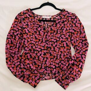 All in Favor Floral Blouse Top Button Down